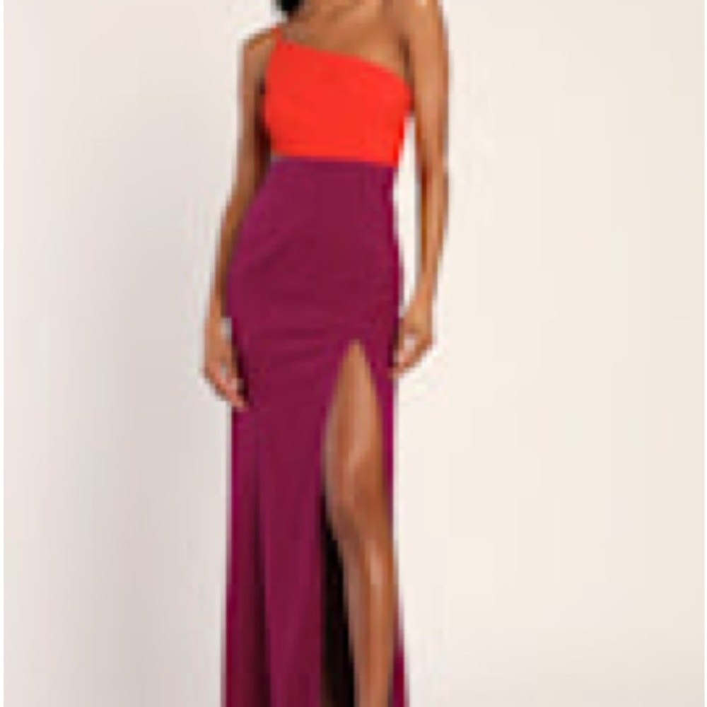Lulus Red and Purple One-Shoulder Dress